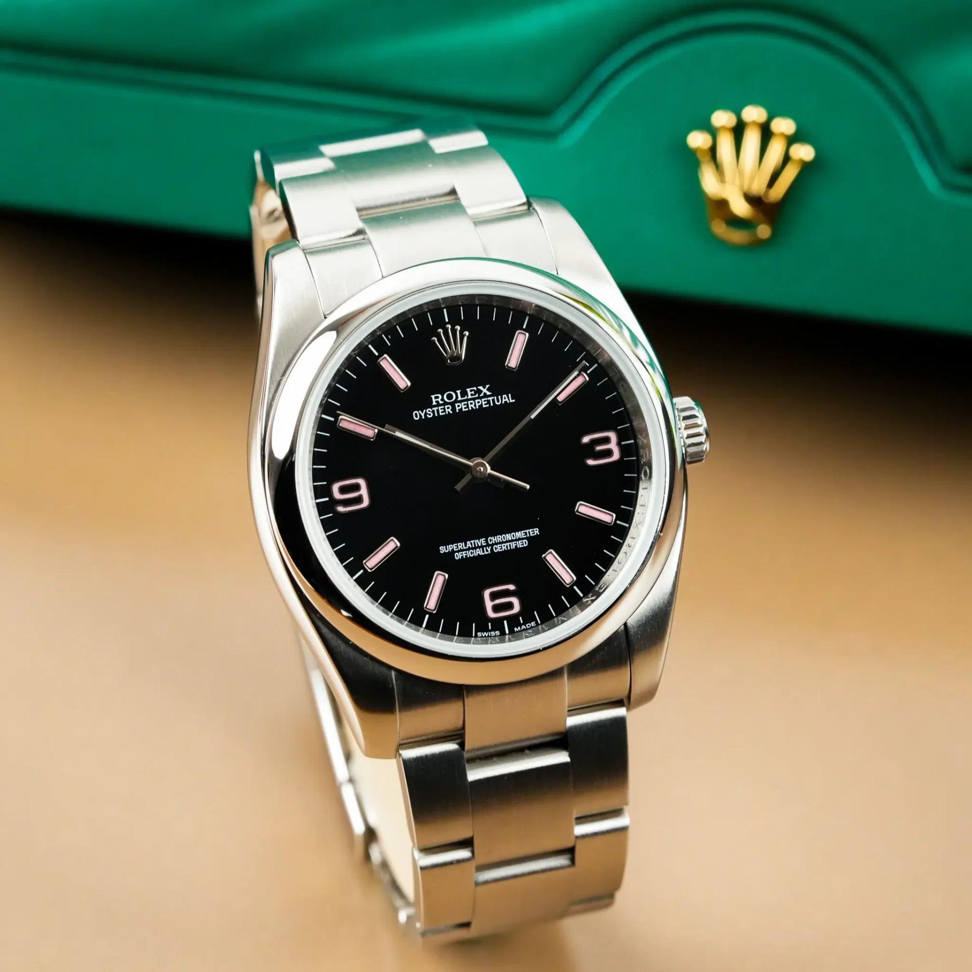 Rolex Oyster Perpetual Black on Pink Index 116000
