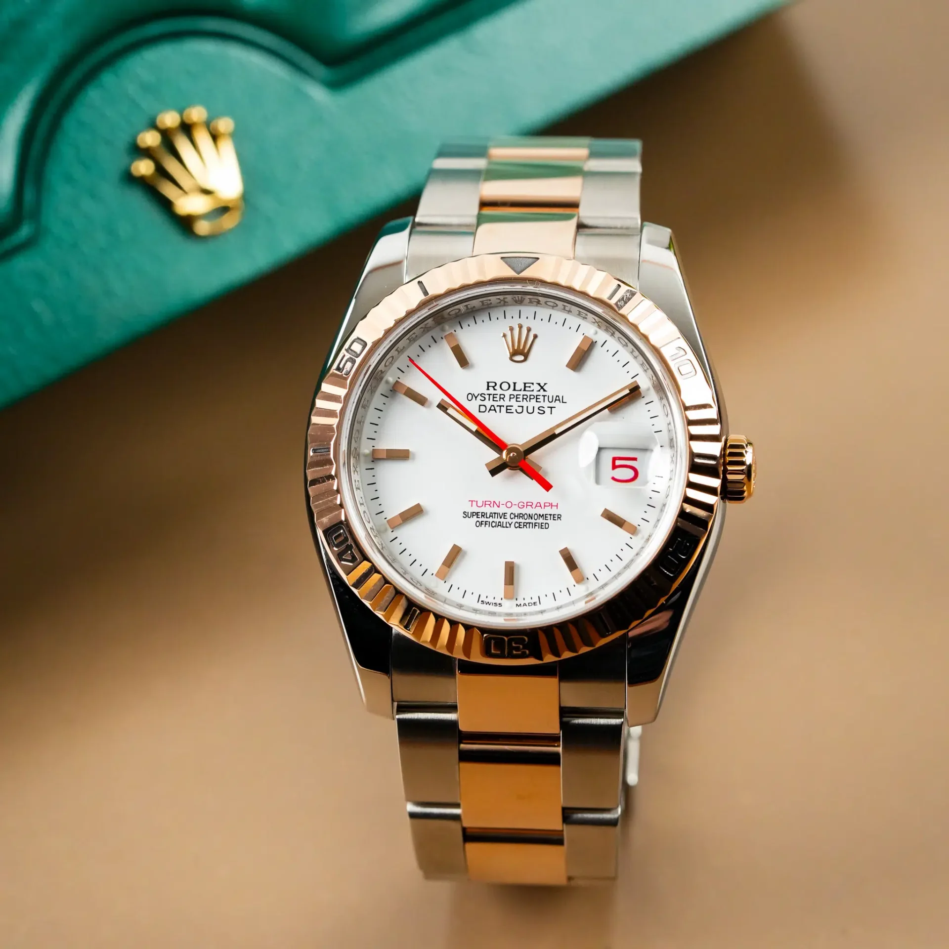 Rolex Datejust Turn-O-Graph 18K Rose Gold Bezel 116261 - Görsel 3