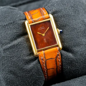 Cartier Vintage Tank Vermeil Must SM Burgundy Dial