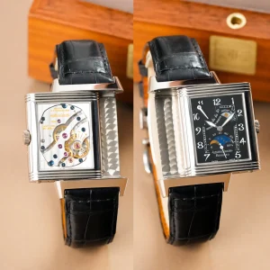 Jaeger-LeCoultre  Reverso Grande Taille Sun Moon "Night & Day" Power Reserve 18k Rhodium Plated White Gold  270.3.63