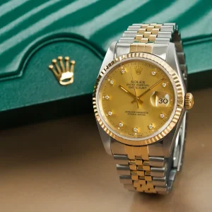 Rolex Datejust 36 Diamond Index Sapphire Gold Steel 16233