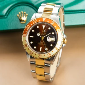 Rolex Gmt Master Root Beer Two Tone 18k Gold & Steel 16753