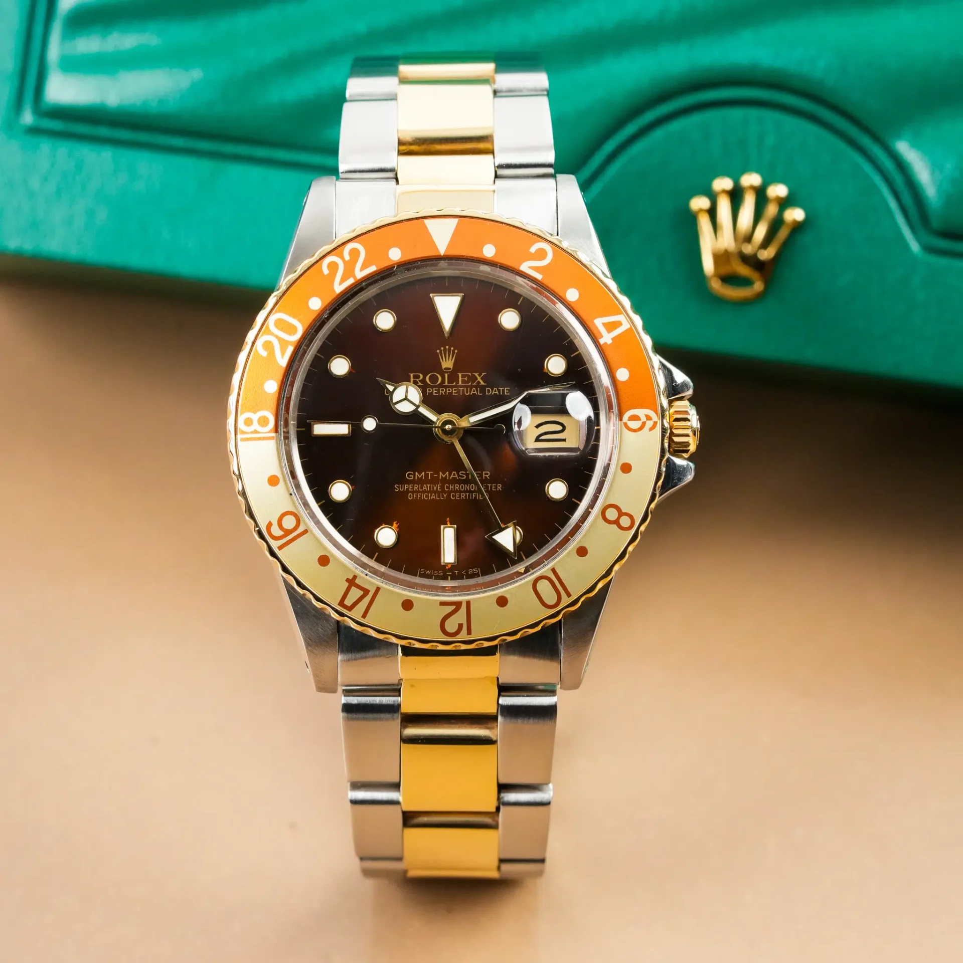 Rolex Gmt Master Root Beer Two Tone 18k Gold & Steel 16753 - Görsel 3