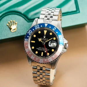 Rolex GMT-Master Pepsi Gilt Gloss Dial Rivet 1675