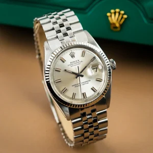 Rolex Datejust 36 Silver Grey Dial 18k White Gold Fluted Bezel 1601