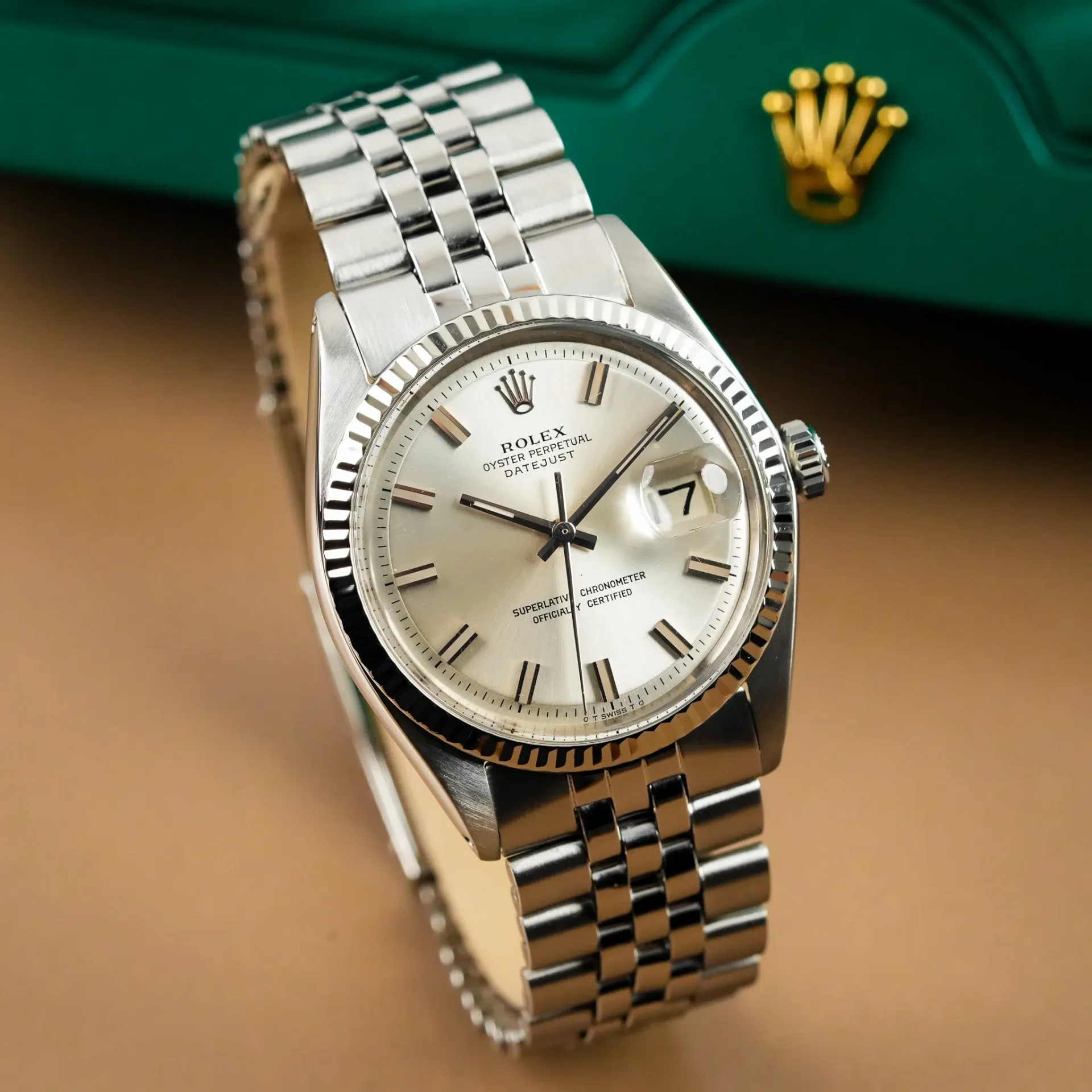 Rolex Datejust 36 Silver Grey Dial 18k White Gold Fluted Bezel 1601