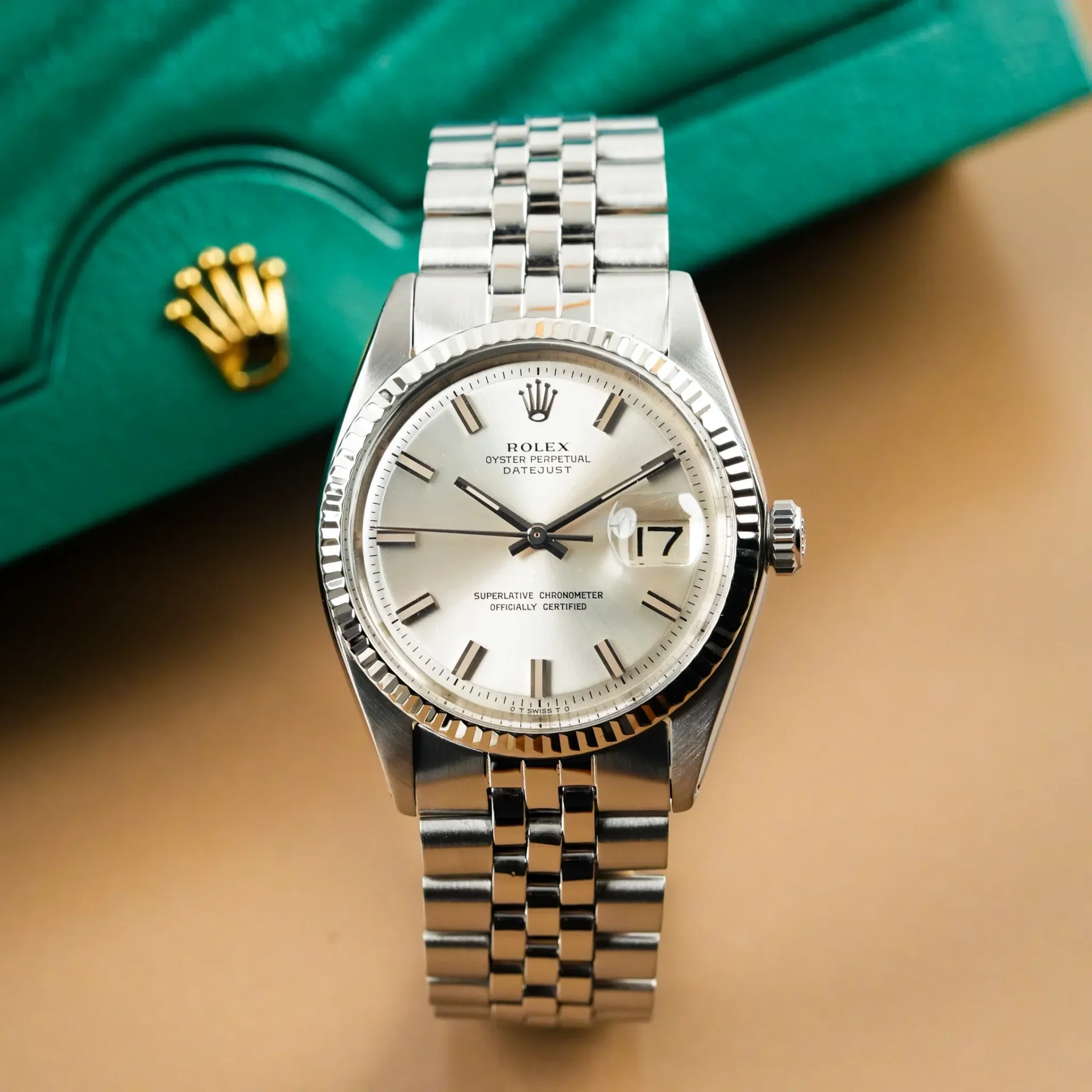 Rolex Datejust 36 Silver Grey Dial 18k White Gold Fluted Bezel 1601 - Görsel 3