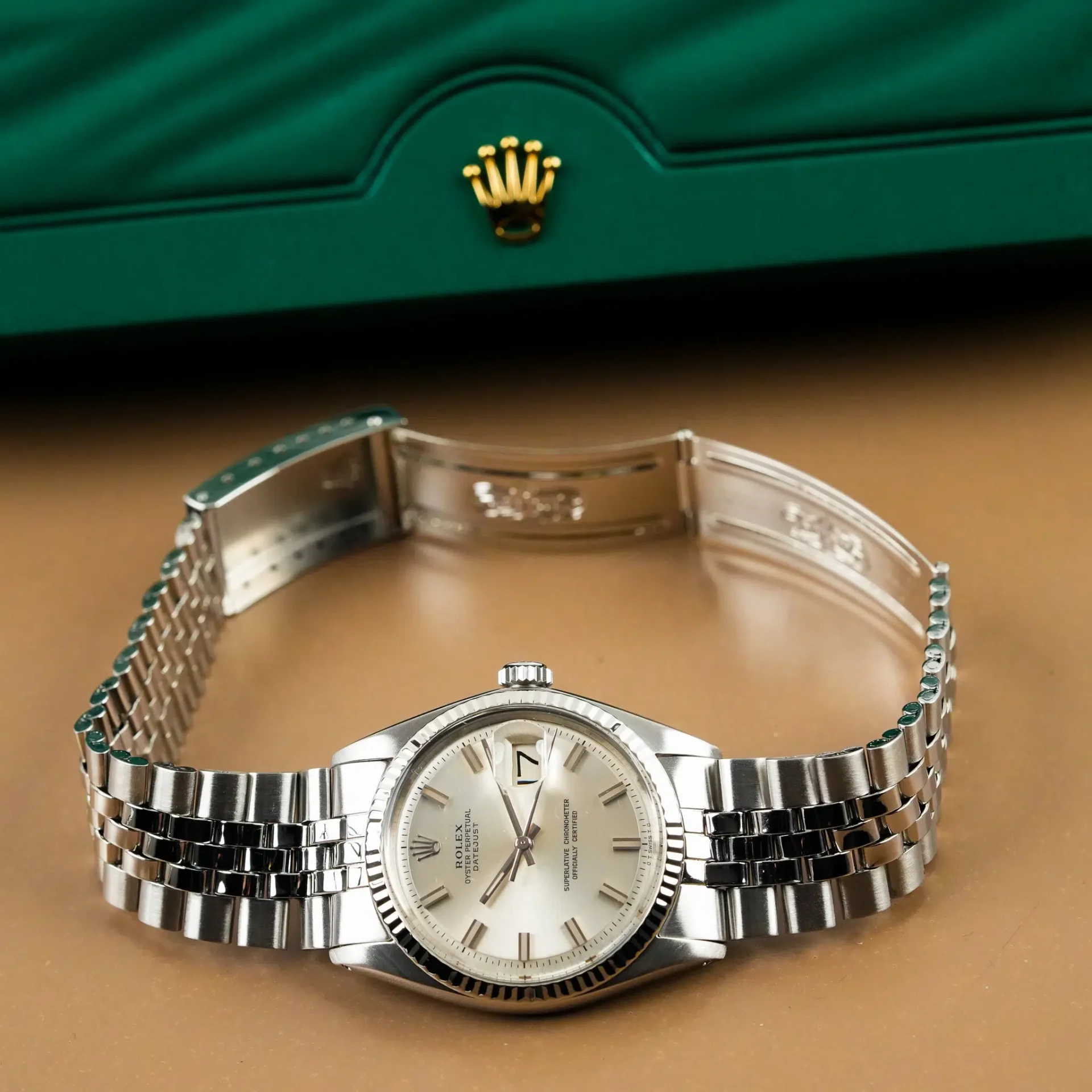 Rolex Datejust 36 Silver Grey Dial 18k White Gold Fluted Bezel 1601 - Görsel 9