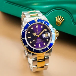 Rolex Submariner Date Gold & Steel Purple Dial 16613