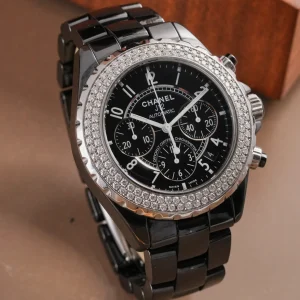 Chanel J12 Chronograph Ceramic Diamond Bezel H0940