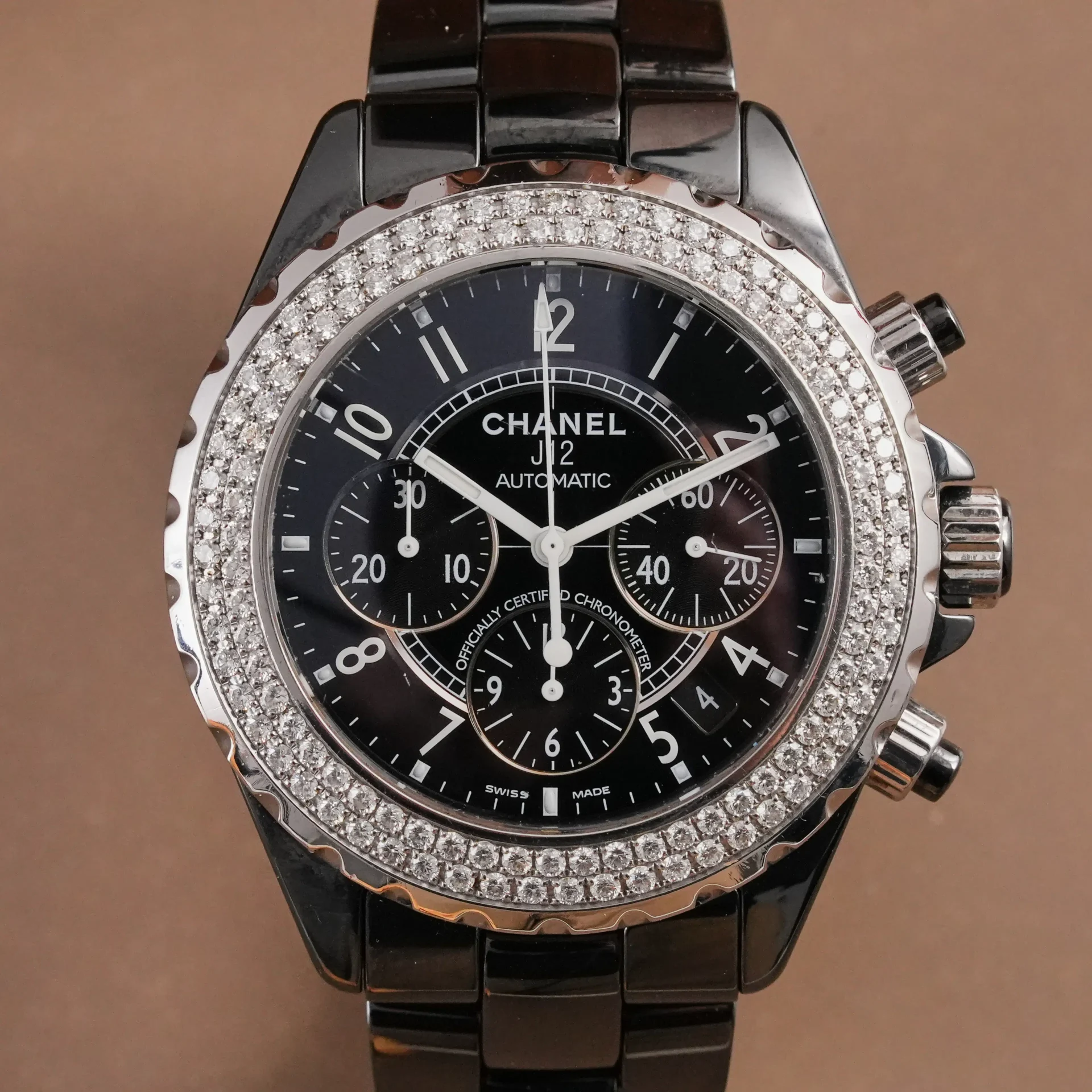 Chanel J12 Chronograph Ceramic Diamond Bezel H0940 - Görsel 3