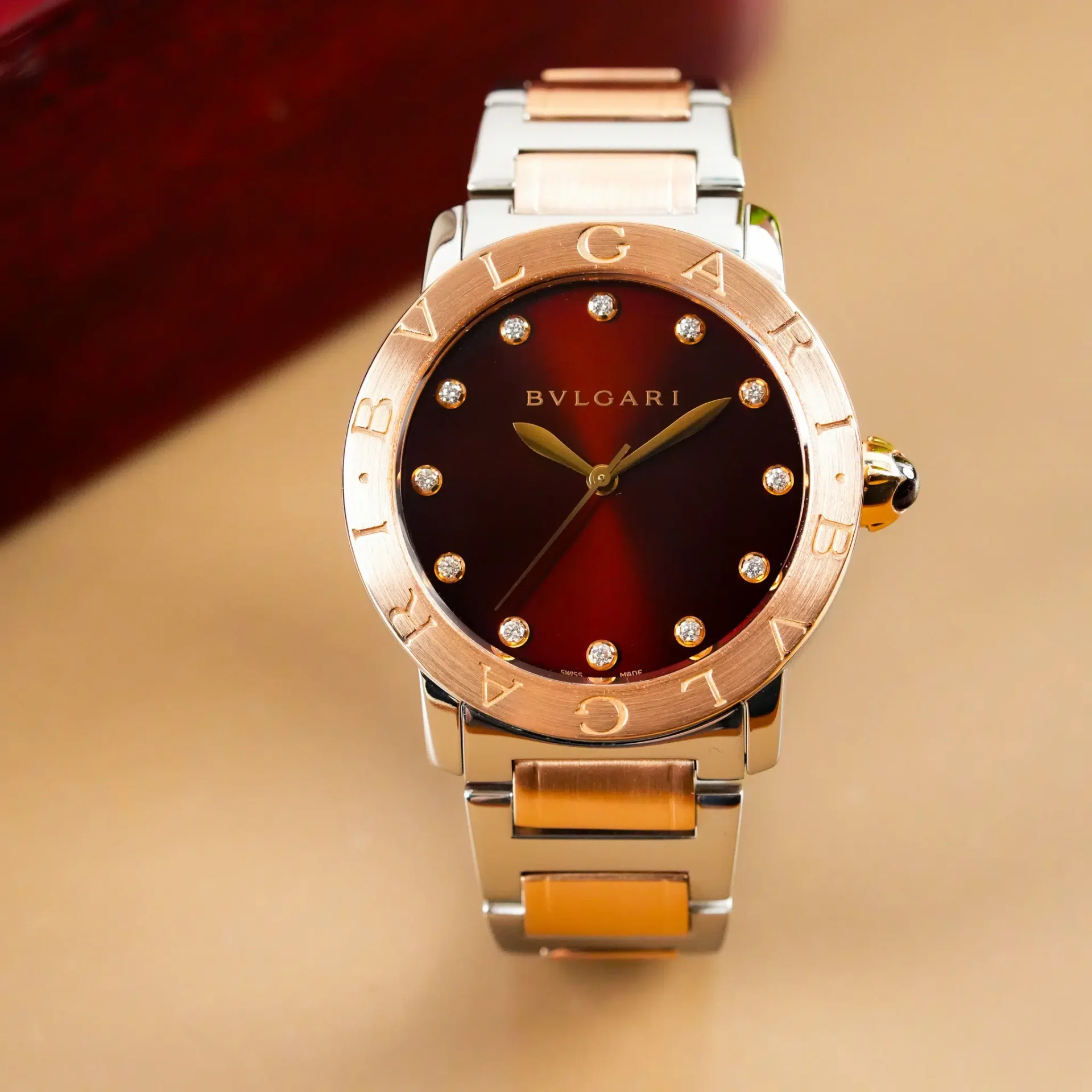 Bvlgari Bvlgari Two Tone 18K Gold Diamond Brown Dial BBL P 37 SG - Görsel 3