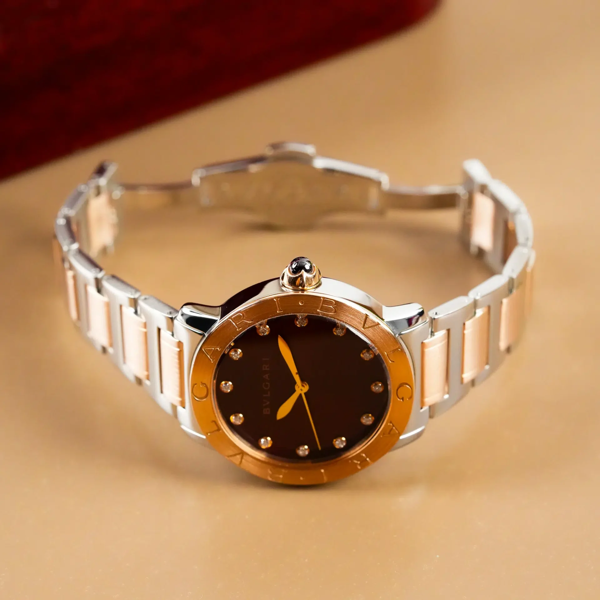 Bvlgari Bvlgari Two Tone 18K Gold Diamond Brown Dial BBL P 37 SG - Görsel 9