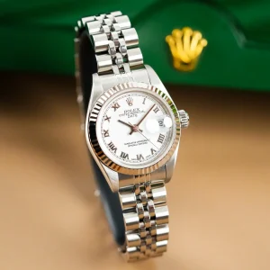Rolex  Oyster Perpetual Lady Datejust 18kWhite Gold Bezel Roman Dial  79174