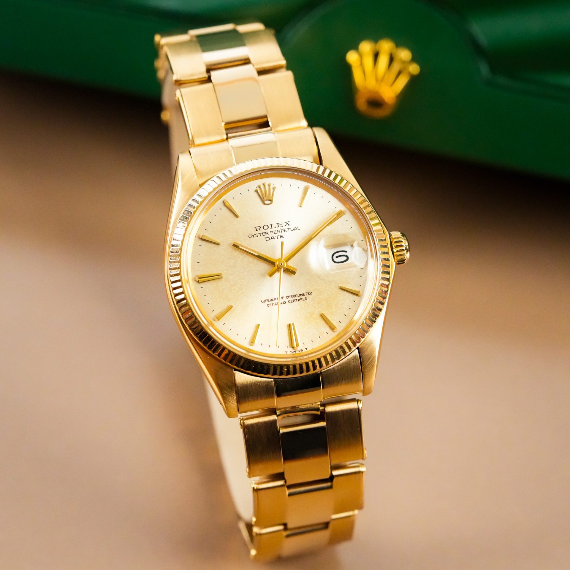 Rolex Oyster Perpetual Date 18k Yellow Gold Champagne Dial 1503