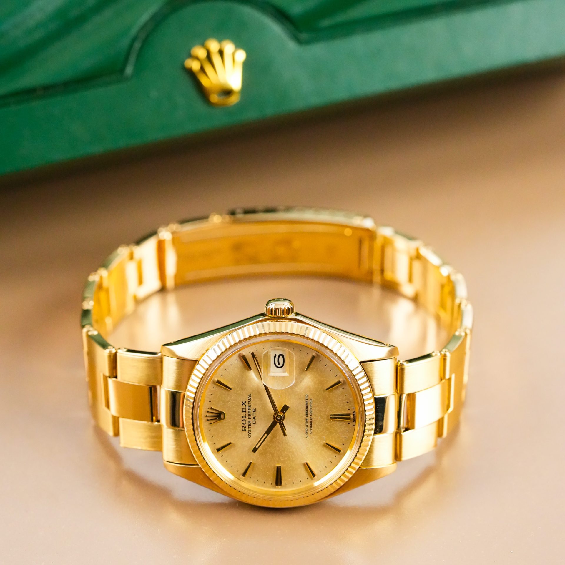 Rolex Oyster Perpetual Date 18k Yellow Gold Champagne Dial 1503 - Görsel 5
