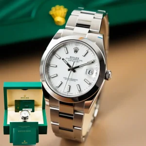Rolex  DateJust White Dial Stick Smooth Bezel 126300