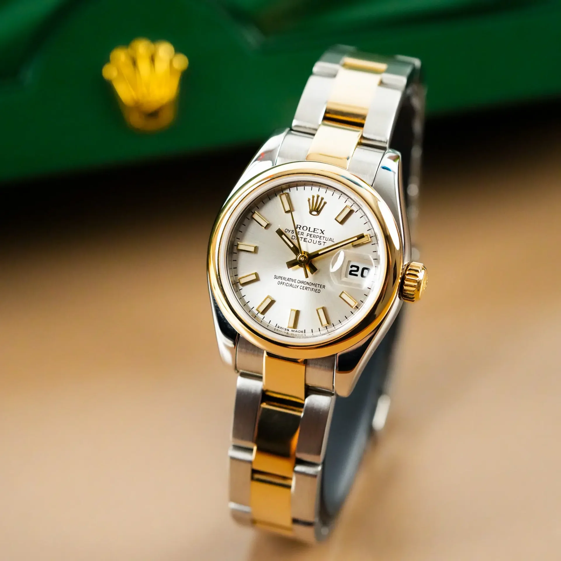 Rolex Lady Datejust 26 18k Gold Smooth Bezel Stick Dial 179163 - Görsel 2