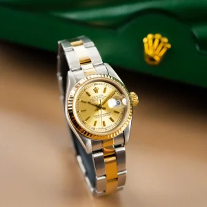 Lady Datejust 26 18k Gold Flutted Bezel Stick Dial 69173
