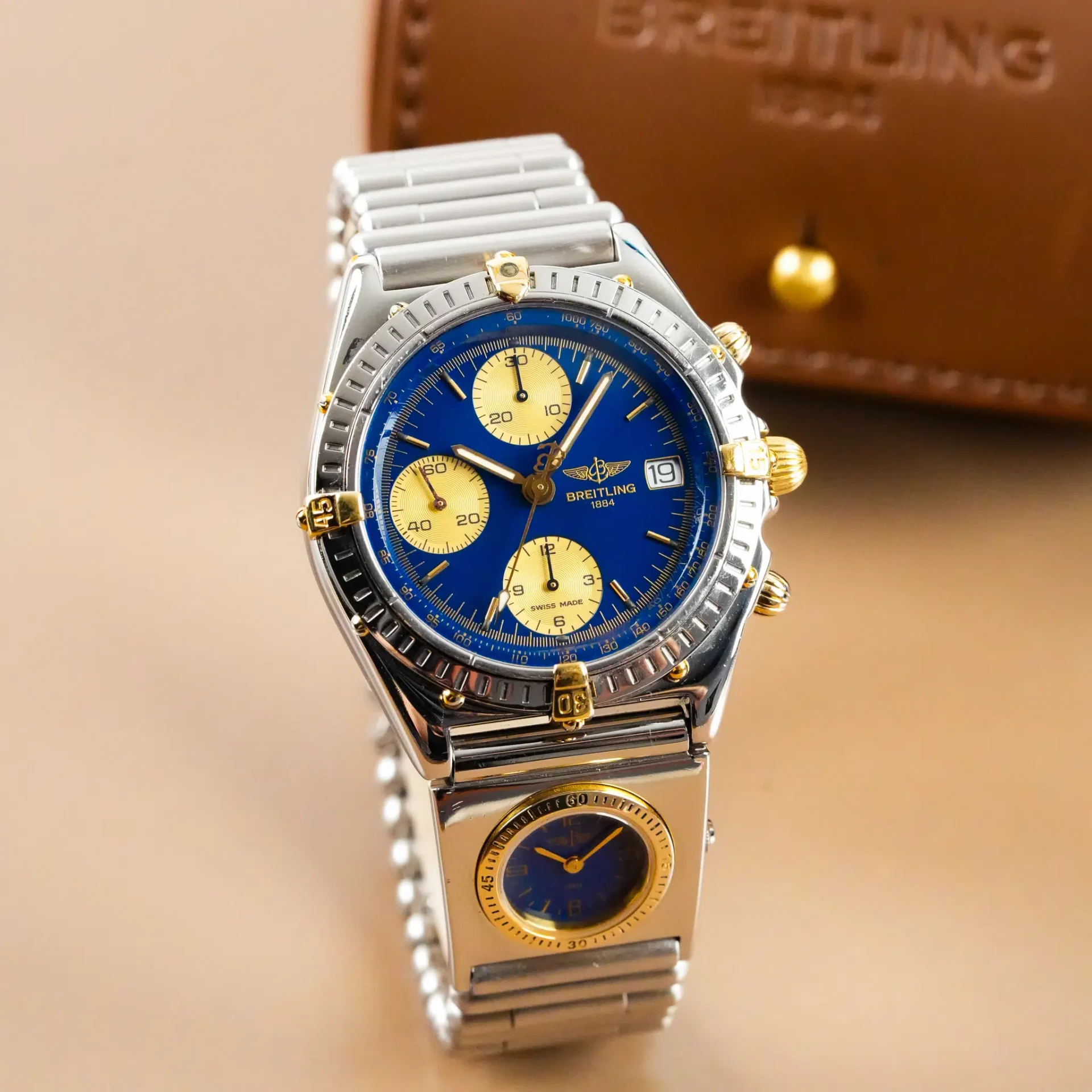 Breitling Chronomat Dual Time Two Tone Blue Dial B13050