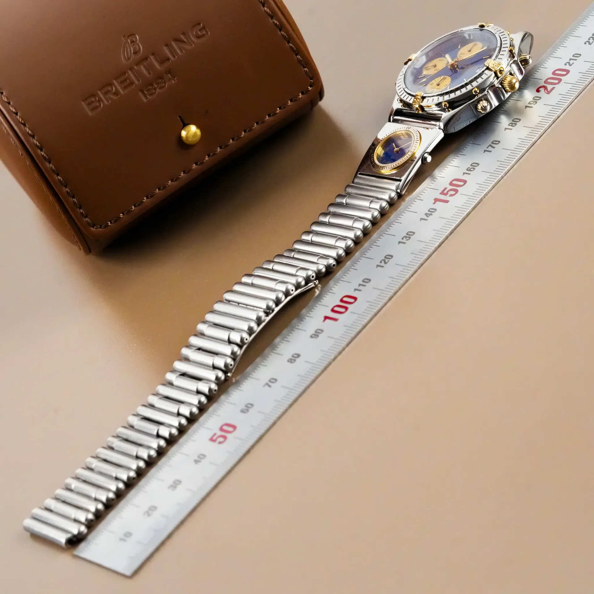 Breitling Chronomat Dual Time Two Tone Blue Dial B13050 - Görsel 11