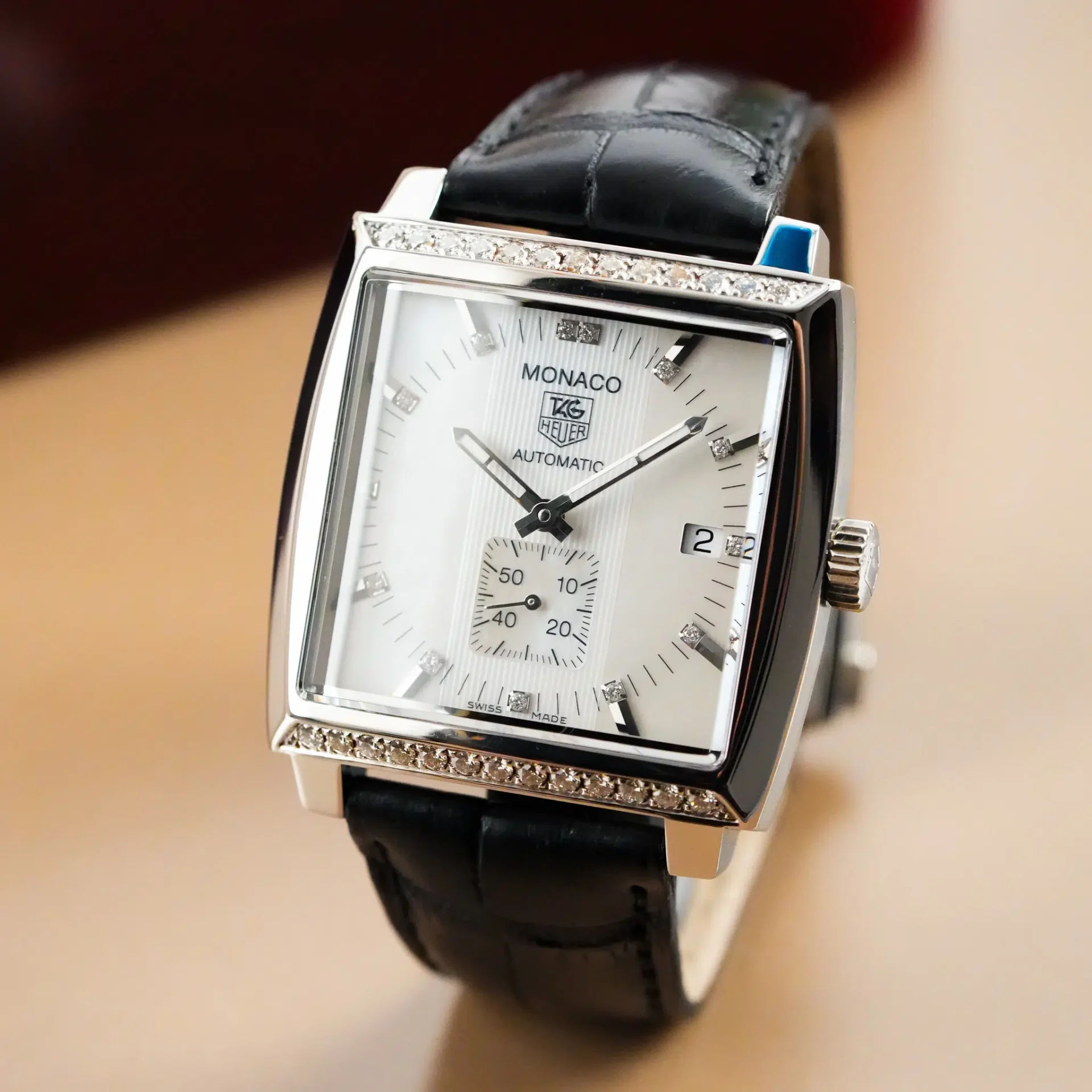 TAG Heuer Monaco Diamond Bezel MOP Dial WW2114 - Görsel 2