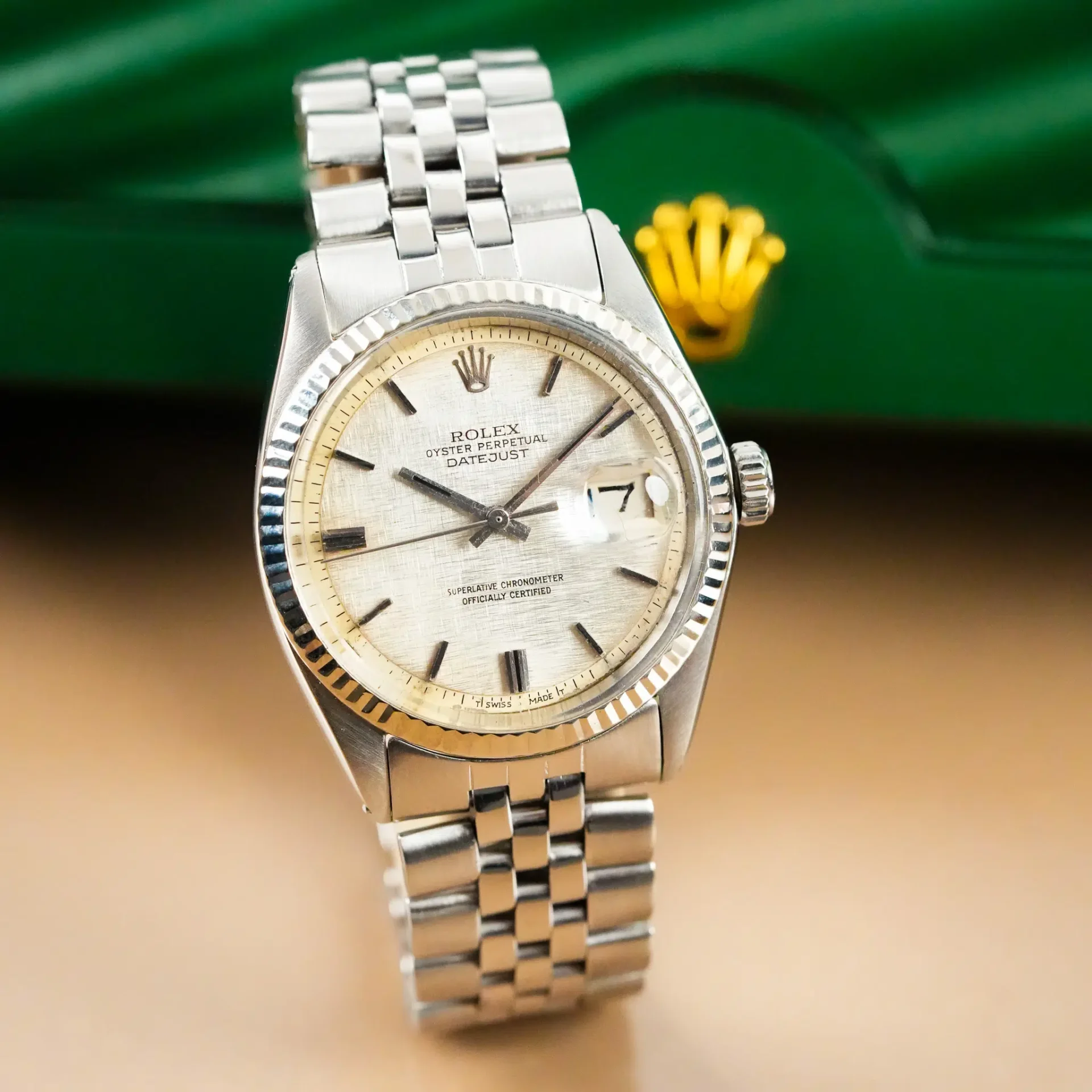 Rolex Datejust 36 Fluted Bezel Linen Dial 1601