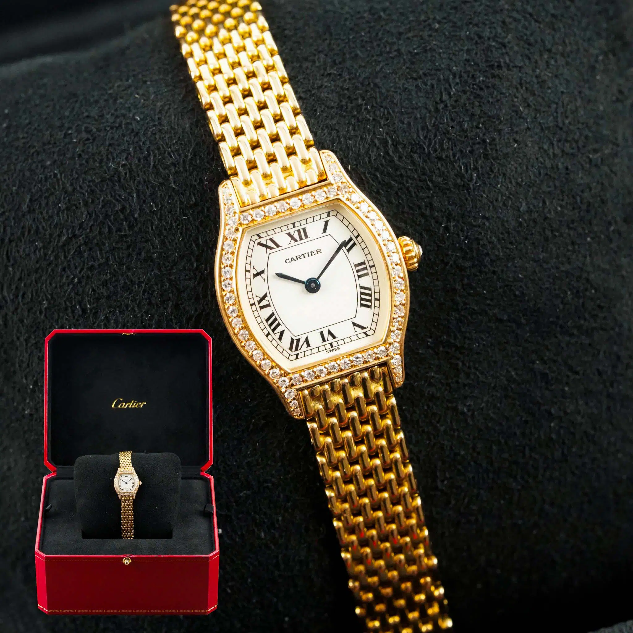 Cartier Tortue Lady 18k Gold Diamond Bezel 96067