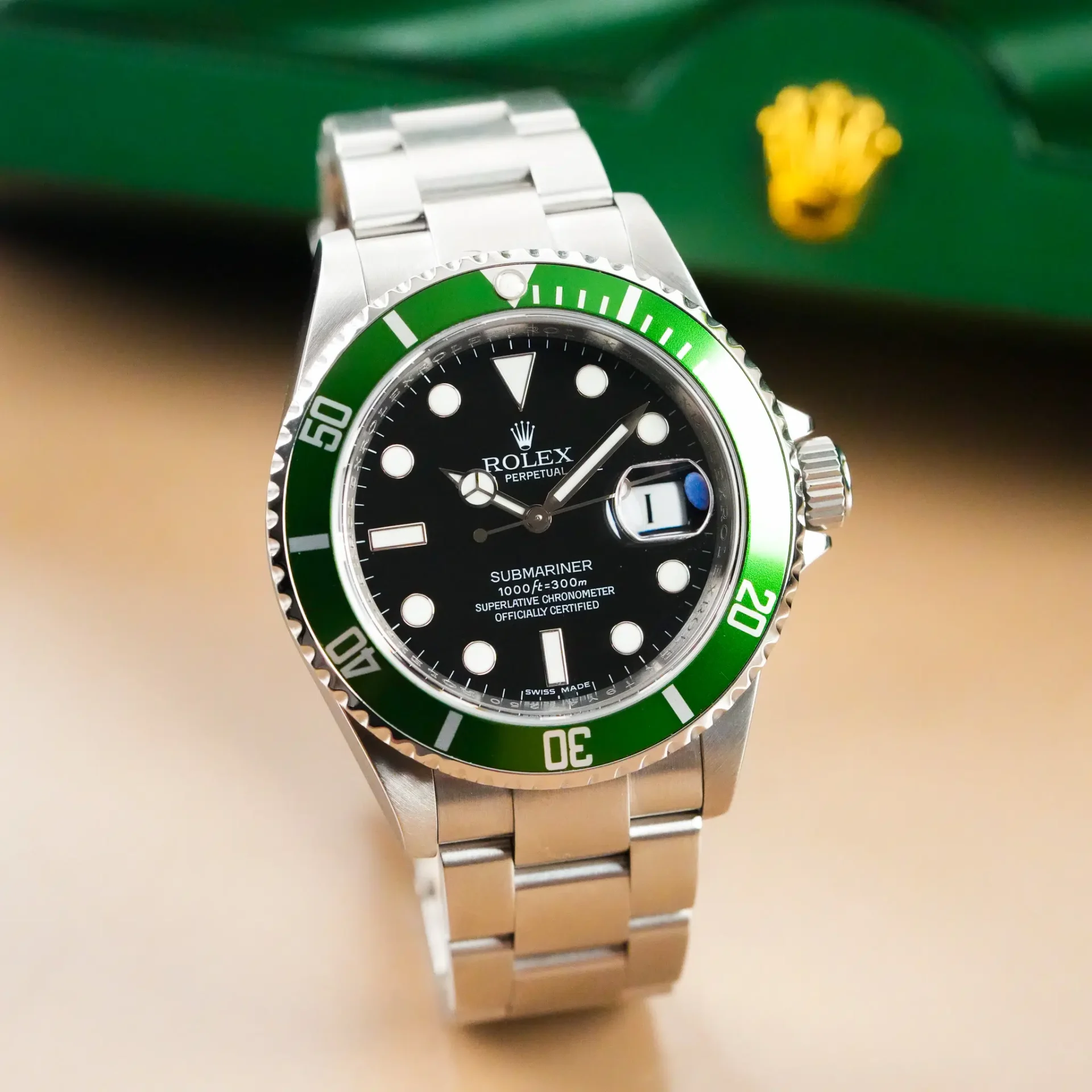 Rolex Submariner Date Green "Kermit" Bezel 50th Anniversary 16610T