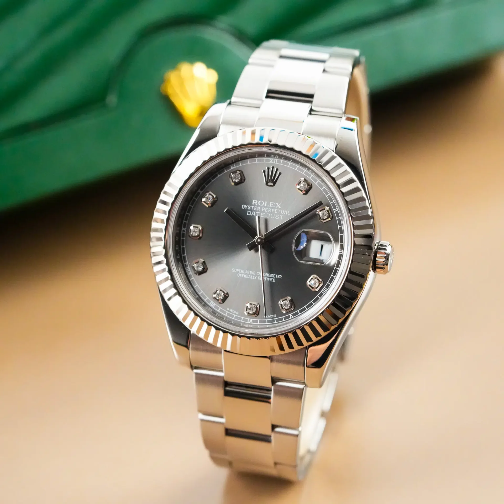 Rolex Datejust II 18k White Gold Fluted Bezel Diamond Indeks 116334 - Görsel 2