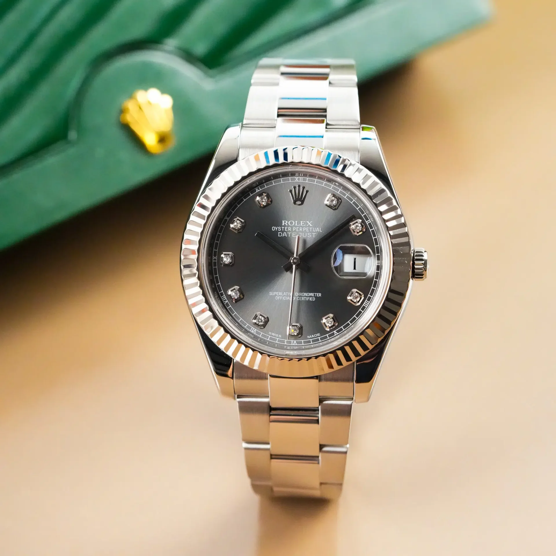 Rolex Datejust II 18k White Gold Fluted Bezel Diamond Indeks 116334 - Görsel 3