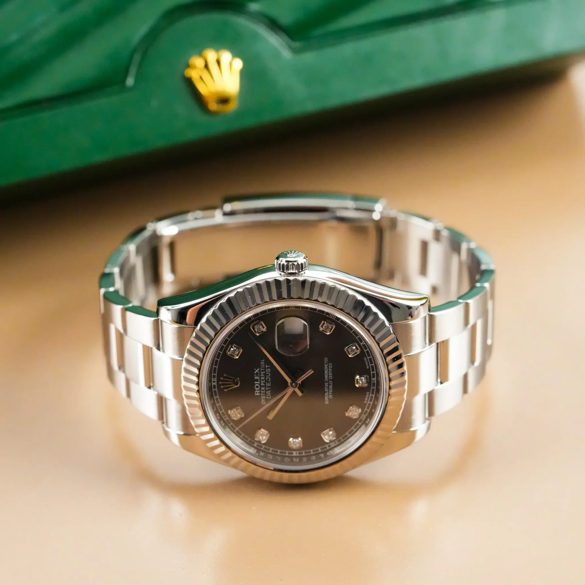 Rolex Datejust II 18k White Gold Fluted Bezel Diamond Indeks 116334 - Görsel 5