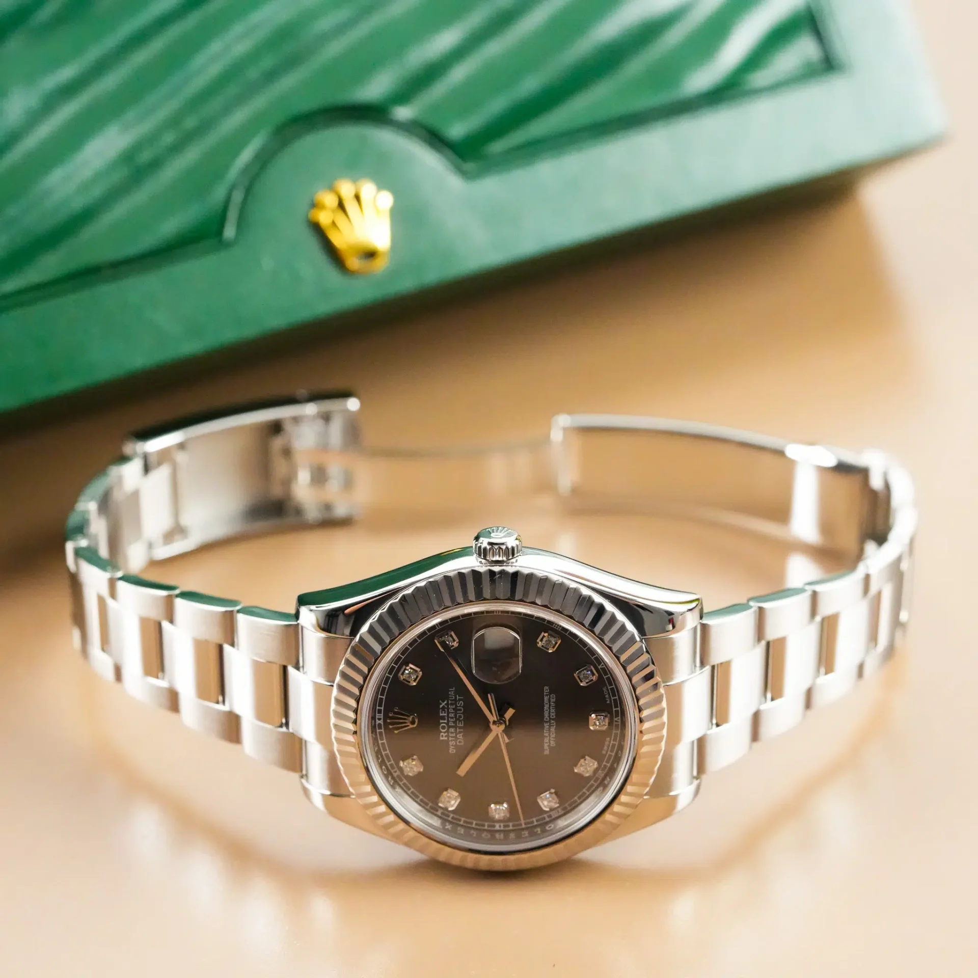Rolex Datejust II 18k White Gold Fluted Bezel Diamond Indeks 116334 - Görsel 10