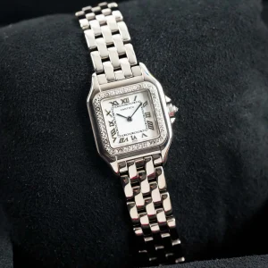 Cartier Ladies Panthere 18k White Gold Diamond Bezel 1660